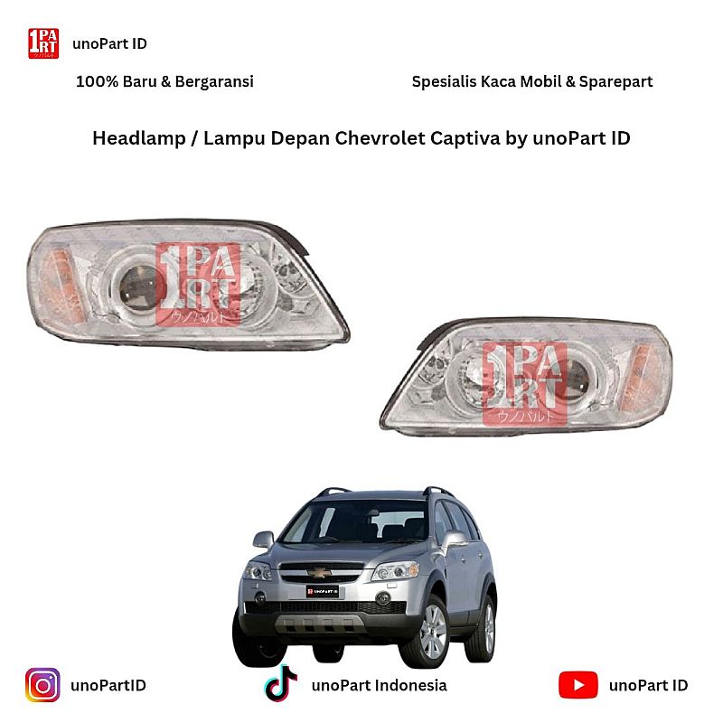 Headlamp / Batok Lampu Mika Depan Chevrolet Captiva Kiri / Kanan Model Chrome Krom 2009-Ke Atas by unoPart ID Merk Depo 235-1112LMLDEM1 235-1112RMLDEM1
