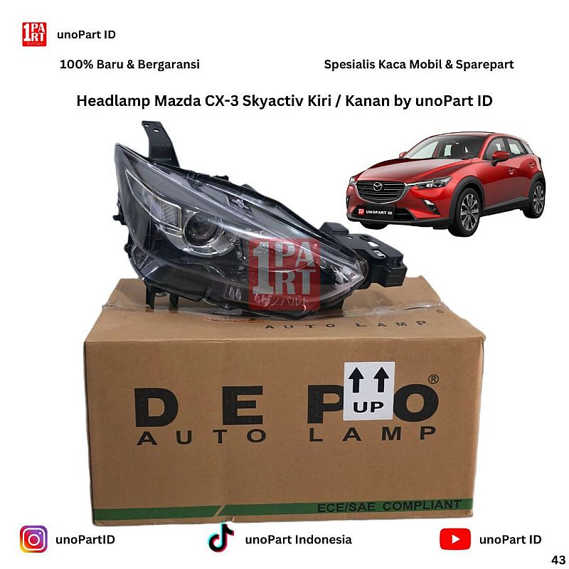 Headlamp / Batok Lampu Mobil Mazda CX3 CX-3 Skyactiv 2017-ON Merk Depo by unoPart ID 216-1173L-LDEM2  216-1173R-LDEM2