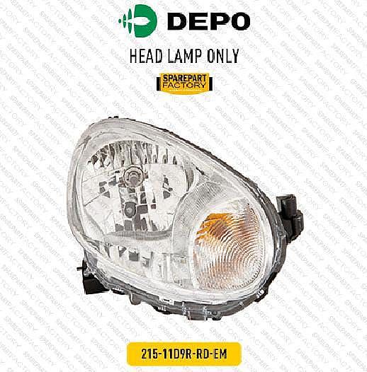 Headlamp / Batok Lampu Mobil Nissan March Merk DEPO Kiri / Kanan 215-11D9L-RD-EM / 215-11D9R-RD-EM unoPart ID