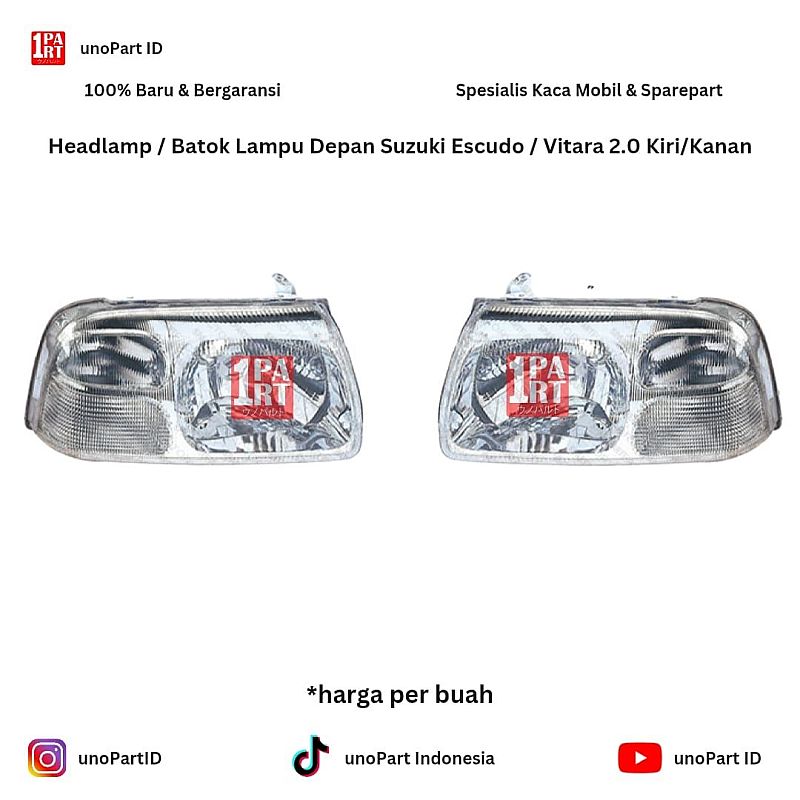 Headlamp / Batok Mika Lampu Depan Mobil Suzuki Escudo / Vitara 2.0 Merk Depo Kiri/Kanan by unoPart ID