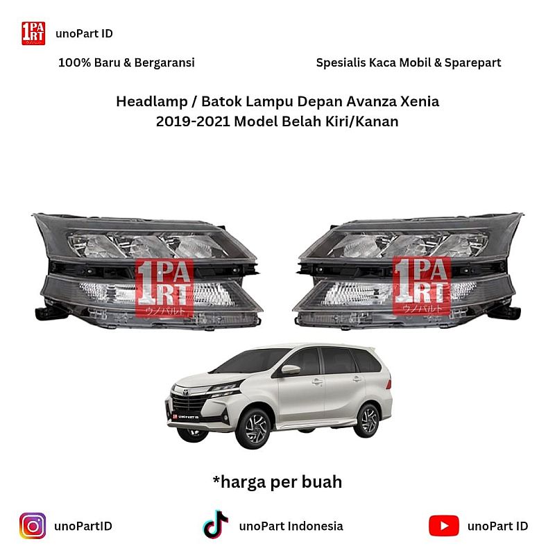 Headlamp / Batok Mika Lampu Depan Mobil Toyota Avanza Daihatsu Xenia 2019-2021 Merk Depo Kiri/Kanan by unoPart ID