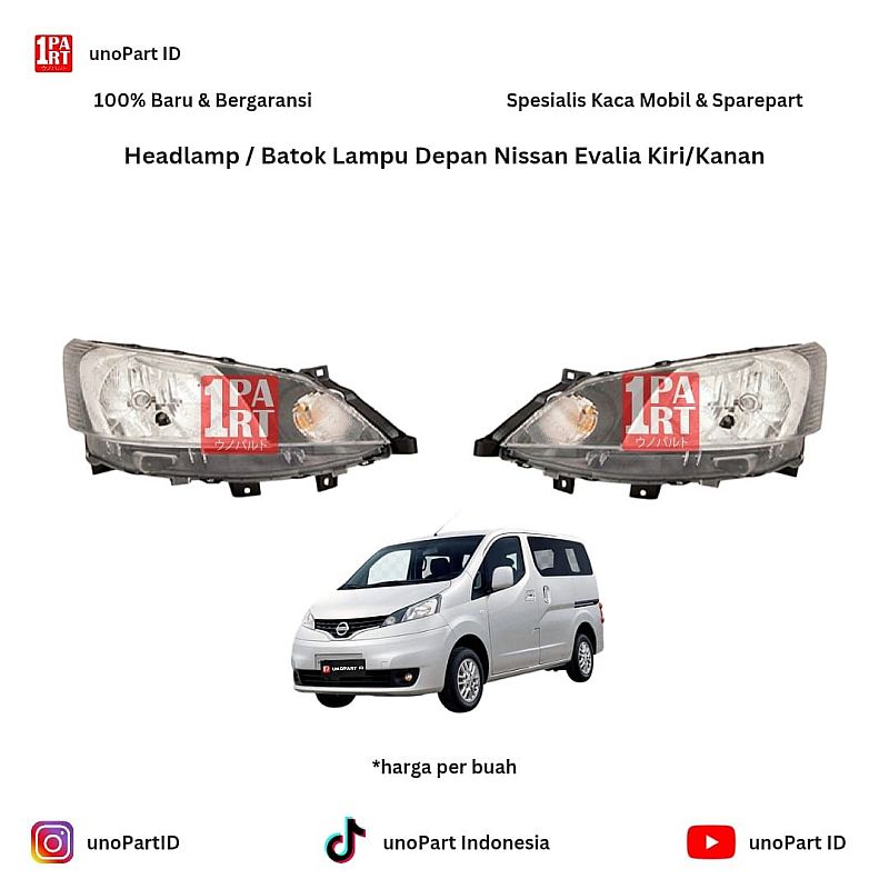 Headlamp / Batok Mika Lampu Depan Nissan Evalia Merk Depo Kiri/Kanan by unoPart ID