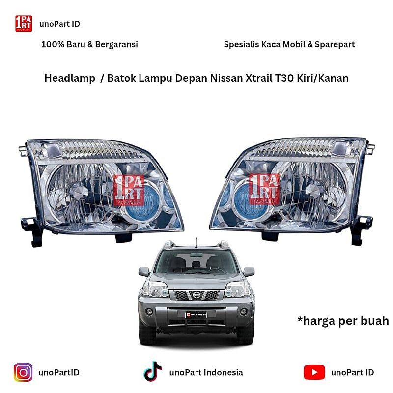 Headlamp / Batok Mika Lampu Depan Nissan Xtrail T30 2001-2008 Merk Depo Kiri/Kanan by unoPart ID 215-11A4L-LD-E1 215-11A4R-LD-E1