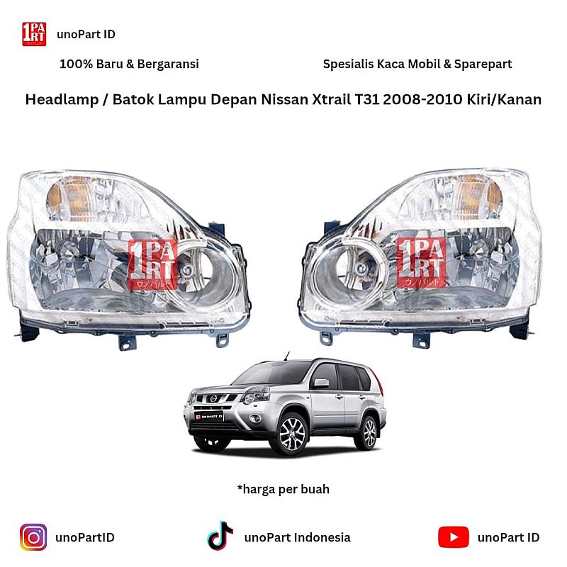 Headlamp / Batok Mika Lampu Depan Nissan Xtrail X-trail T31 2008-2010 Merk Depo Kiri/Kanan by unoPart ID