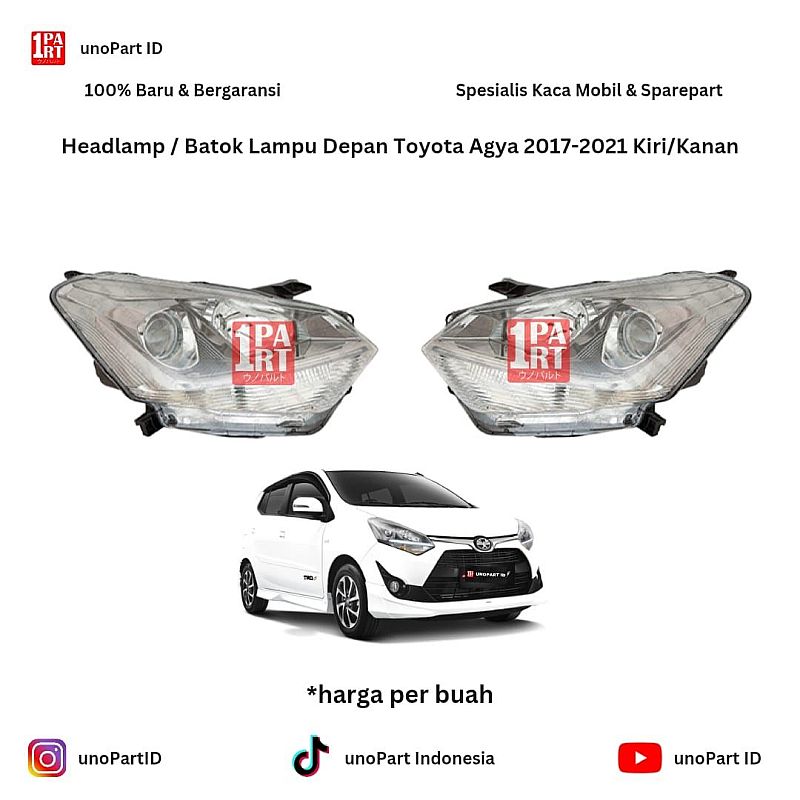 Headlamp / Batok Mika Lampu Depan Toyota Agya Daihatsu Ayla 2017-2021 by unoPart ID Merk Depo