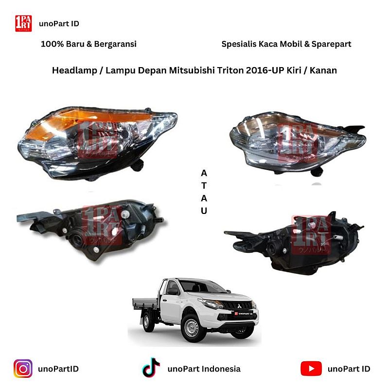 Headlamp / Lampu Depan Mitsubishi Triton 2016-UP Kiri / Kanan Merk TYC unoPart ID
