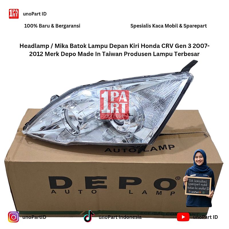 Headlamp / Mika Batok Lampu Depan Kiri Honda CRV Gen 3 2007-2012 Merk Depo Made in Taiwan unoPart ID - foto 2