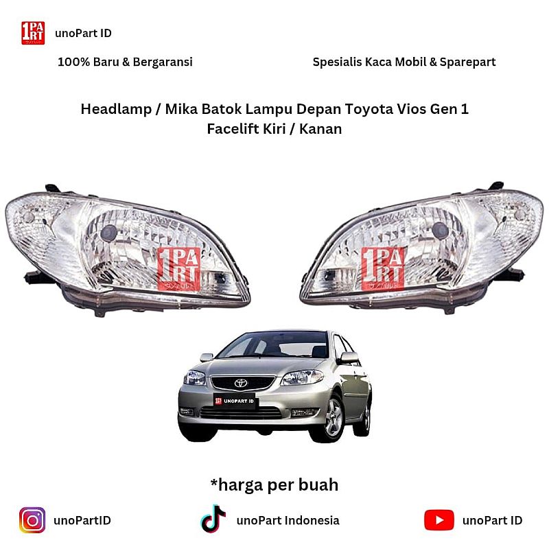 Headlamp / Mika Batok Lampu Depan Toyota Vios Gen 1 Facelift 2005-2006 Merk Depo Kiri/Kanan by unoPart ID