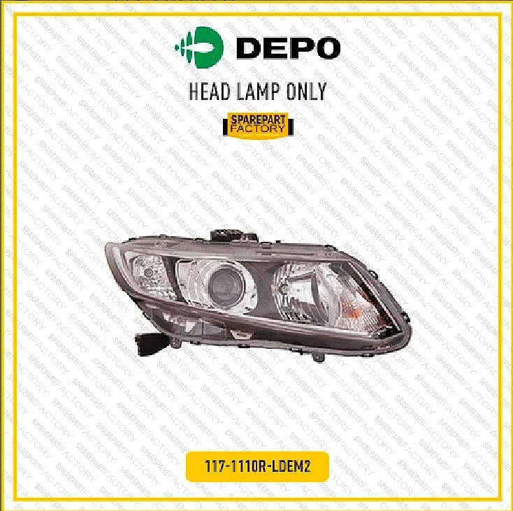 Headlamp Batok Lampu Mika Depan Kiri atau Kanan Depo Honda Civic FB 2012-2016 117-1110L-LDEM2 117-1110R-LDEM2 - foto 2