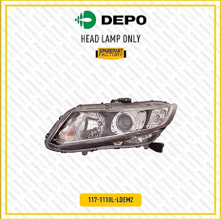 Headlamp Batok Lampu Mika Depan Kiri atau Kanan Depo Honda Civic FB 2012-2016 117-1110L-LDEM2 117-1110R-LDEM2