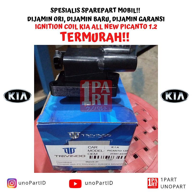 Ignition Coil Kia All New Picanto 1.2 27301-03100 by Trivindo unoPart - foto 5