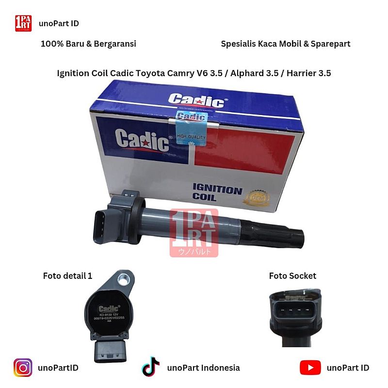 Ignition Coil Koil Toyota Camry V6 3.5 / Alphard V6 3.5 / Harrier V6 3.5 Cadic 90919-02251 90919-02255 by unoPart ID - foto 2