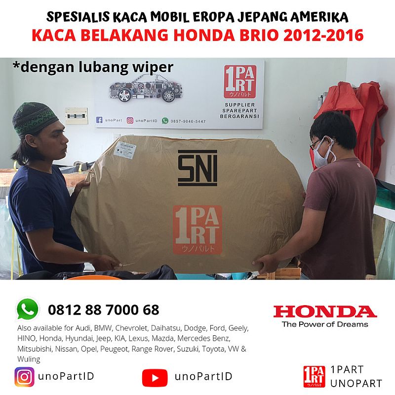 Kaca Belakang Honda Brio 2012-2017 (Wiper) BEST SELLER SNI DOT459 E4 - foto 3