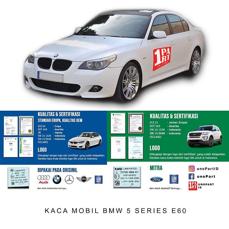 Kaca Depan BMW Seri 5 520i 523i 525i 530i E60 SNI Original Sensor Oval - foto 5