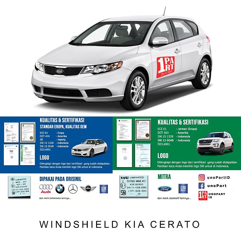 Kaca Depan Kia Cerato 2009-2013 SNI & E4 Eropa & DOT459 USA - foto 4