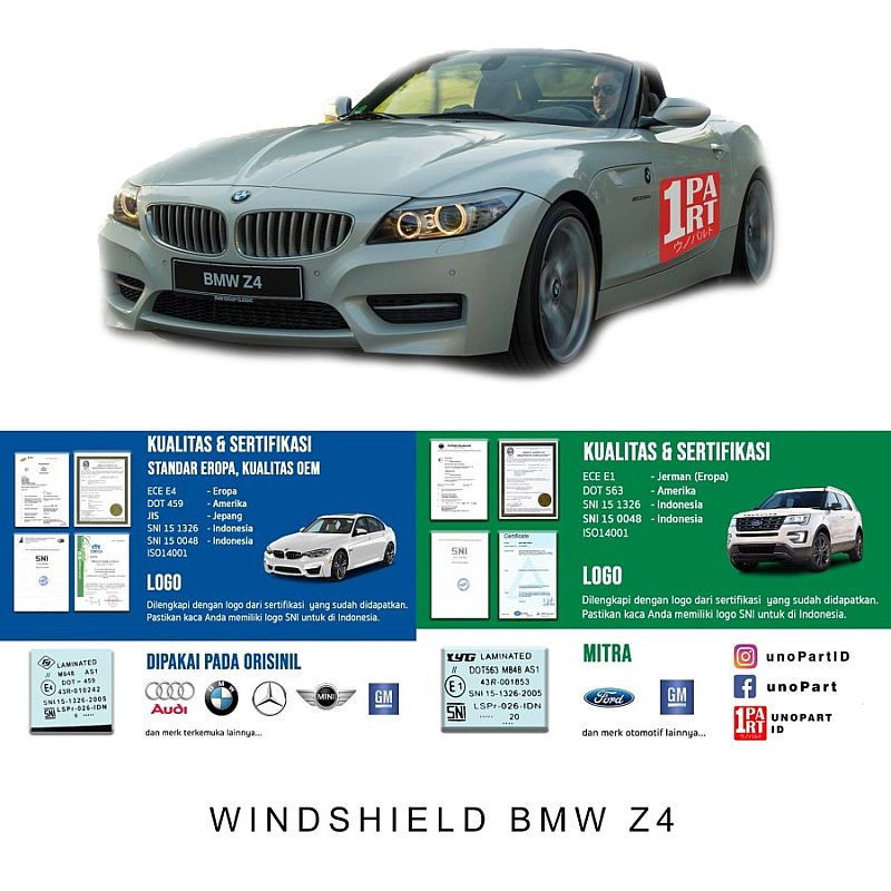 Kaca Depan Laminated BMW Z4 E89 SNI & DOT459 USA & E4 Europe - foto 5