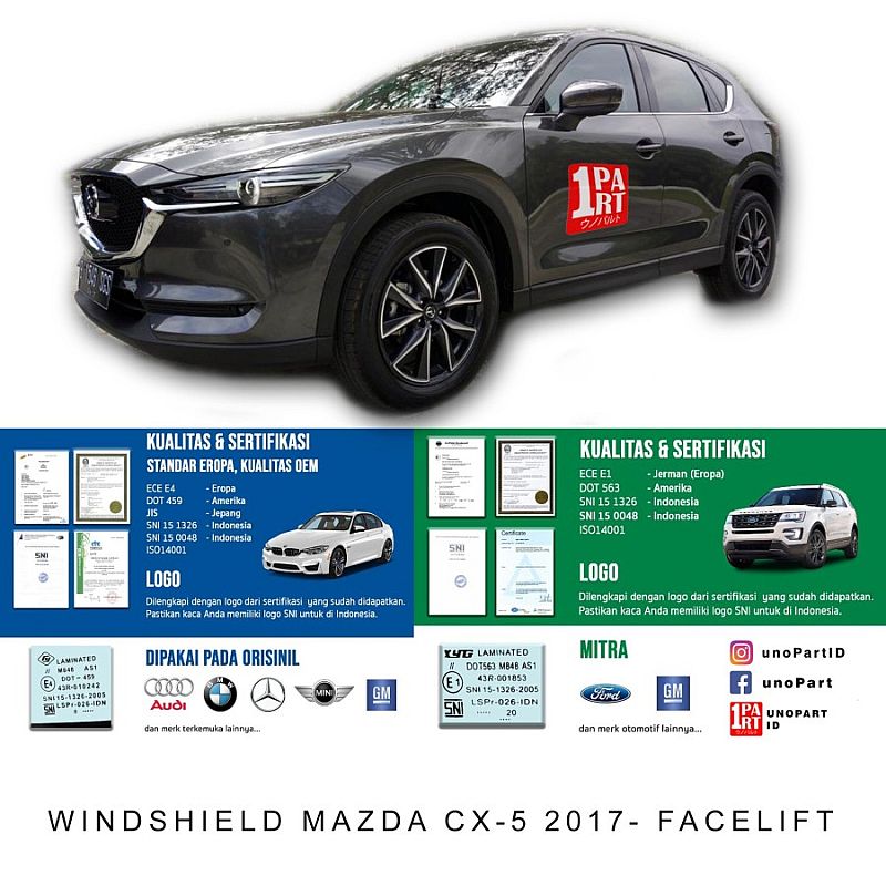 Kaca Depan Mazda CX5 Facelift 2017-ON Sensor 2 Rain Sensor SNI + PEMASANGAN - foto 2