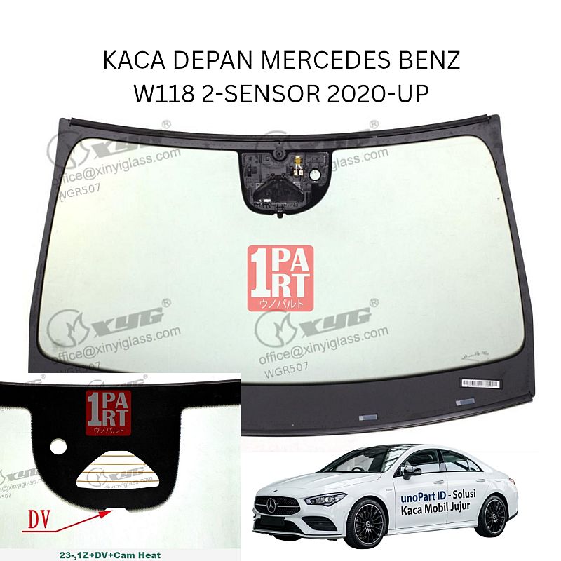 Kaca Depan Mercedes Benz / Mercy CLA200 CLA 200 AMG W118 / C118 2019-UP 2-Sensor Terima Pemasangan by unoPart ID - foto 2
