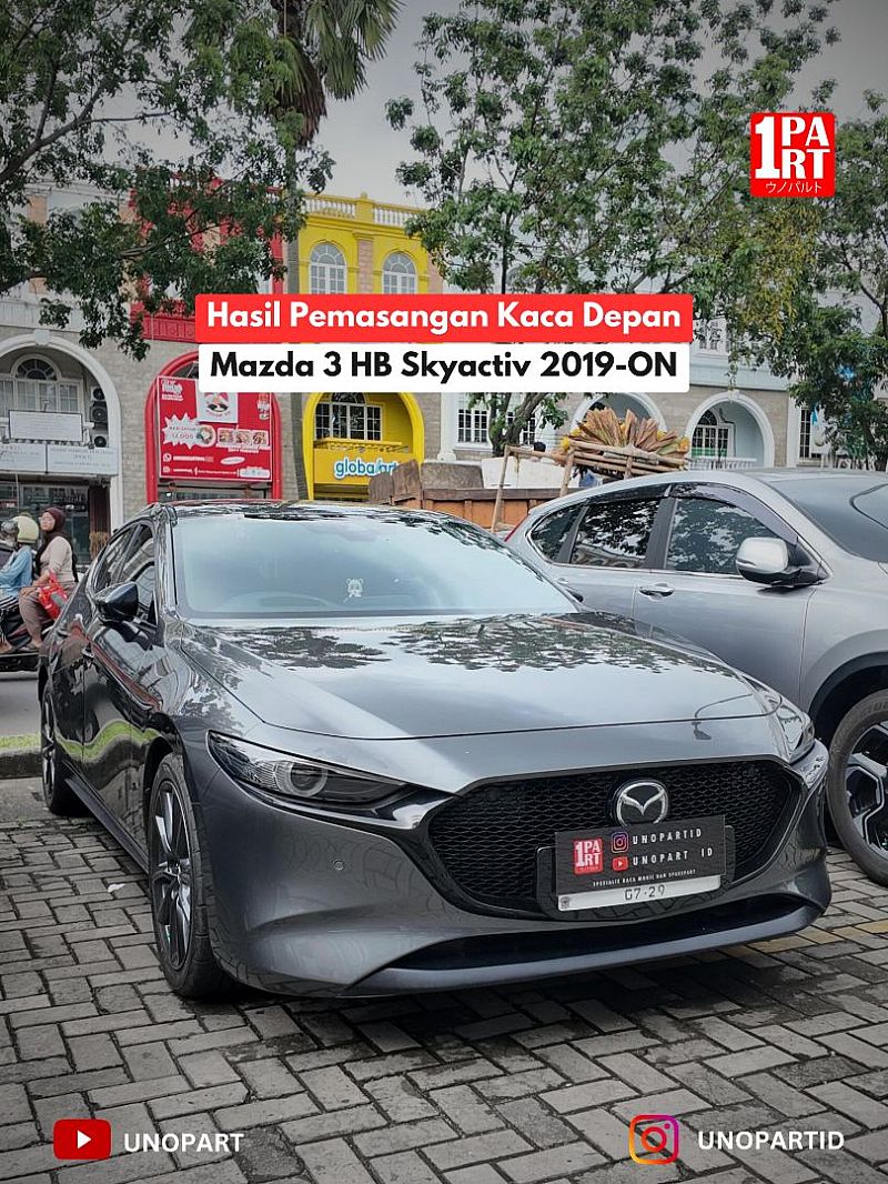 Kaca Depan Mobil Mazda 3 Hatchback Skyactiv 2019-ON Sertifikasi SNI, E4 Eropa DOT-459 Amerika Terima Pemasangan by unoPart ID - foto 2