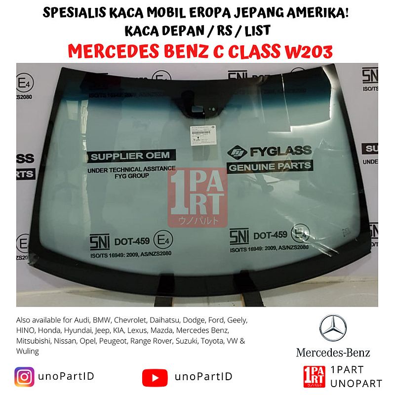 Kaca Depan Mobil Mercedes-Benz C-Class 2000-2007 W203 OEM Replacement - foto 4