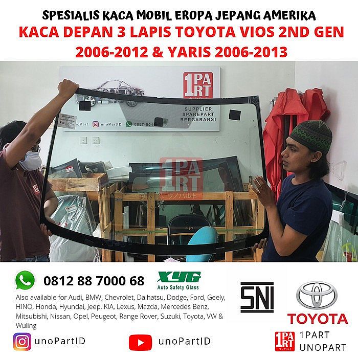 Kaca Depan Samping Kiri / Kanan Yaris 2006-2013 SNI Terima Pemasangan - foto 5