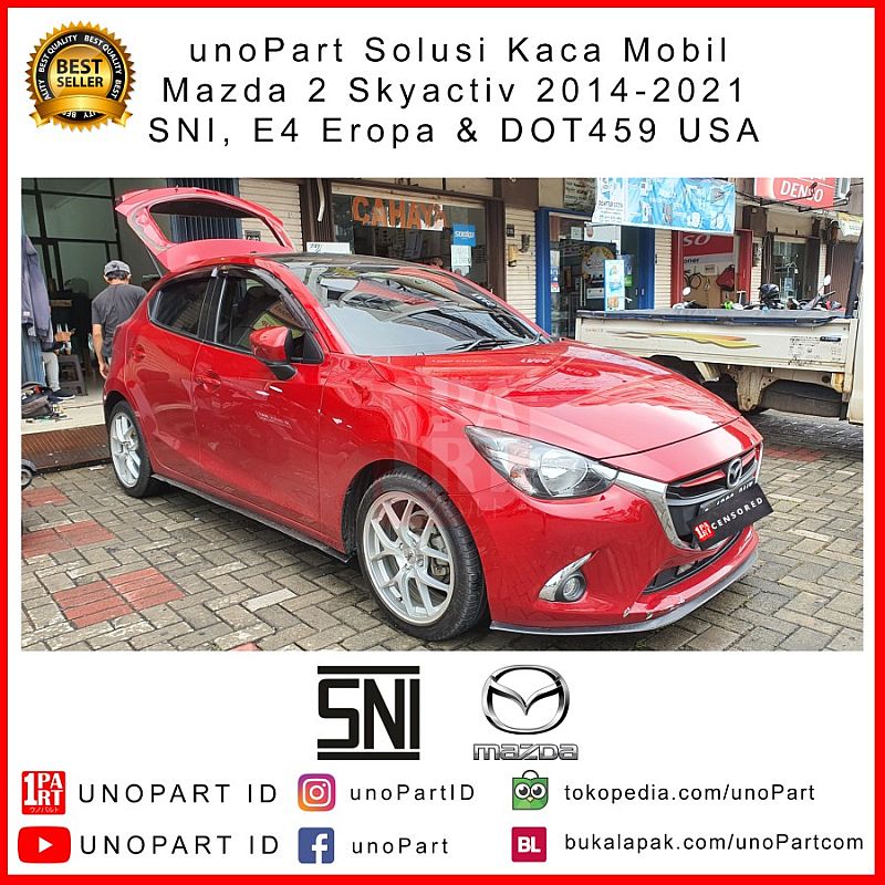 Kaca Pintu Belakang Kanan / Kiri Mazda 2 14- Skyactiv FY SNI E4 DOT - foto 2