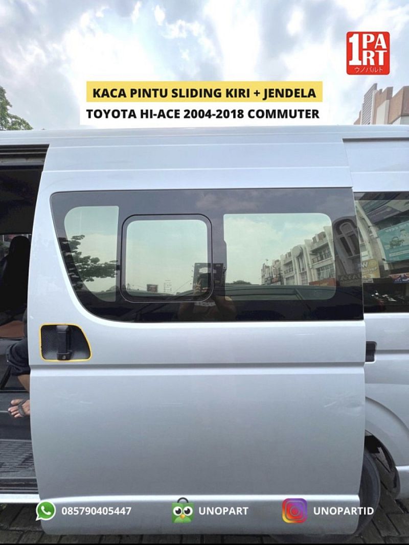Kaca Pintu Geser Kiri Polos / Kanan Frame Toyota Hiace 04-18 RH200 SNI - foto 5