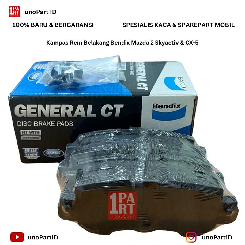 Kampas Rem Belakang Bendix Mazda 2 Skyactiv 2014-ON dan Mazda CX5 CX-5 2012-2016 DB2227 GCT General Ceramic Titanium by unoPart ID Toko Sparepart Mobil Murah Sopan Jujur - foto 4
