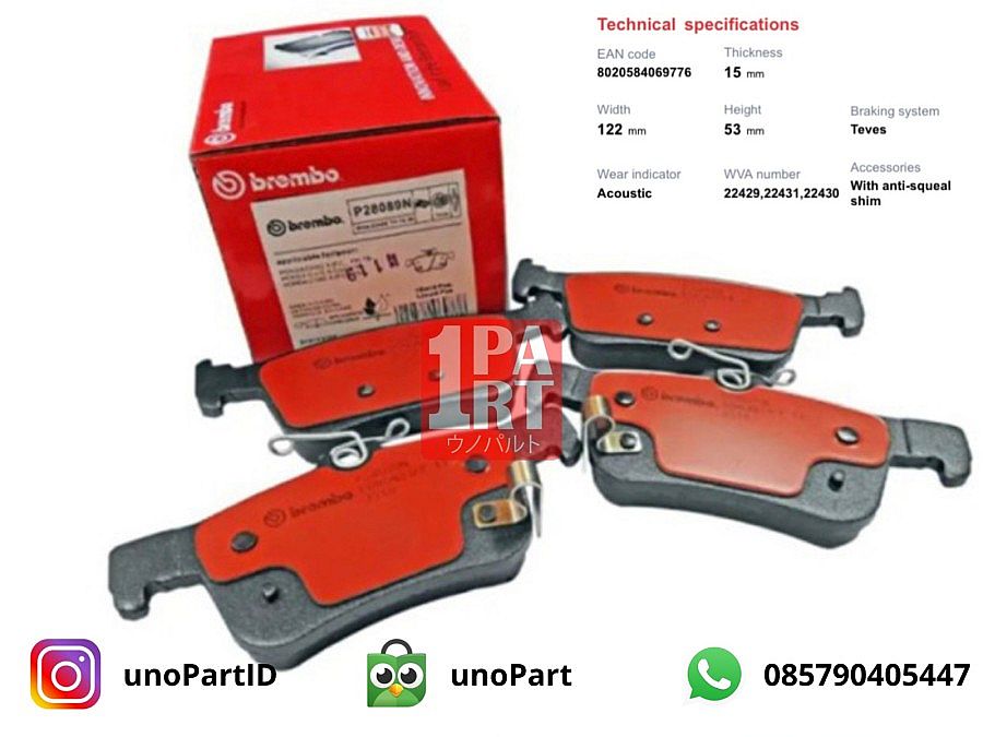 Kampas Rem Belakang Brembo Honda Civic Turbo FC/FK 2016-2021 Sedan/HB - foto 3