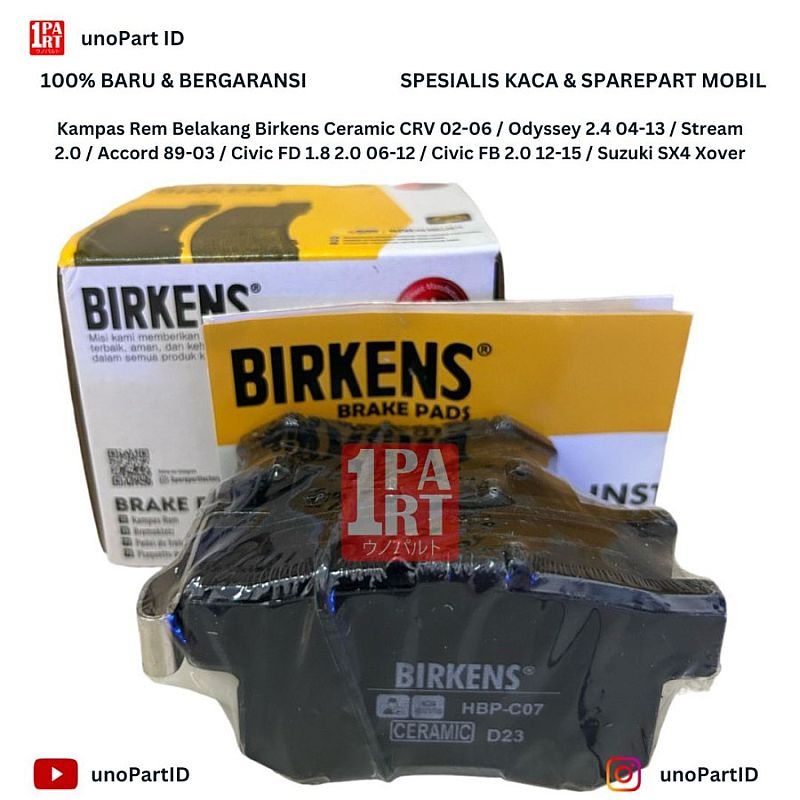 Kampas Rem Birkens Honda Accord 04-08 Civic FB 2.0 12-15 Ceramic RR - foto 3