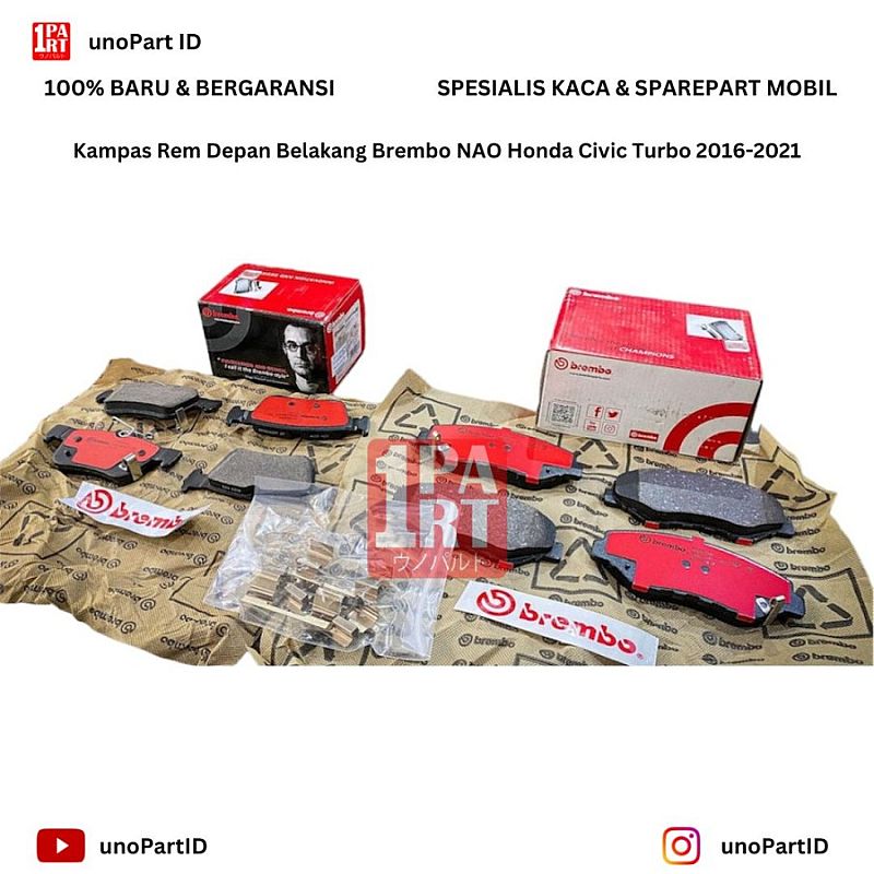 Kampas Rem Depan Belakang Brembo NAO Ceramic Honda Civic Turbo FC / FK Sedan / Hatchback 2016-2021 P28035N P28089N by unoPart ID - foto 7