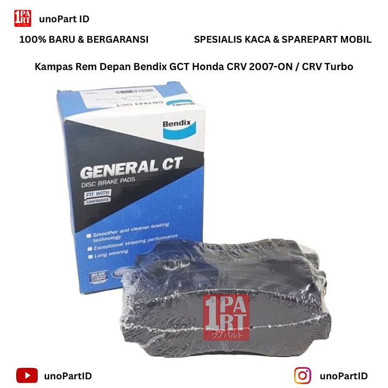 Kampas Rem Depan Bendix Honda CRV 2007-ON / CRV Turbo DB1843GCT General Ceramic Titanium - foto 9