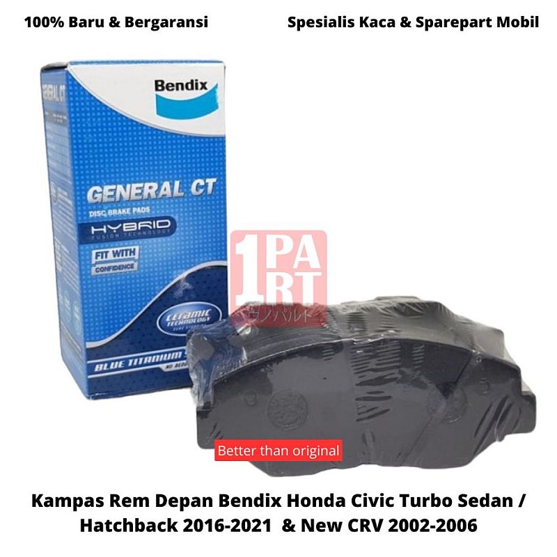 Kampas Rem Depan Bendix Honda New CRV 2003-2006 Civic Turbo DB1481 GCT - foto 2