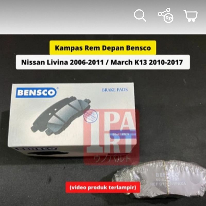 Kampas Rem Depan Bensco Nissan Livina 06-17 / Datsun Go/Latio / XGear - foto 3