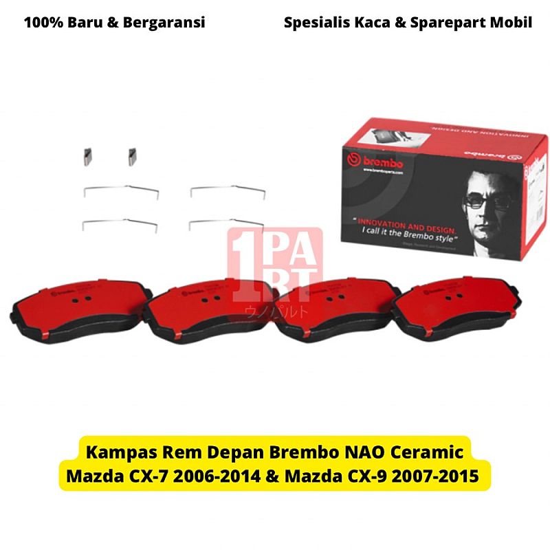 Kampas Rem Depan Brembo NAO Ceramic Mazda CX7 2007-2014 CX9 2007-2015 - foto 4