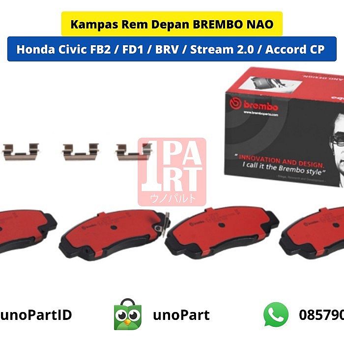 Kampas Rem Depan BREMBO NAO Honda Civic FB FD, Stream, BRV, Accord CP2 CM5, Odyssey RA RB, WRV WR-V - foto 2