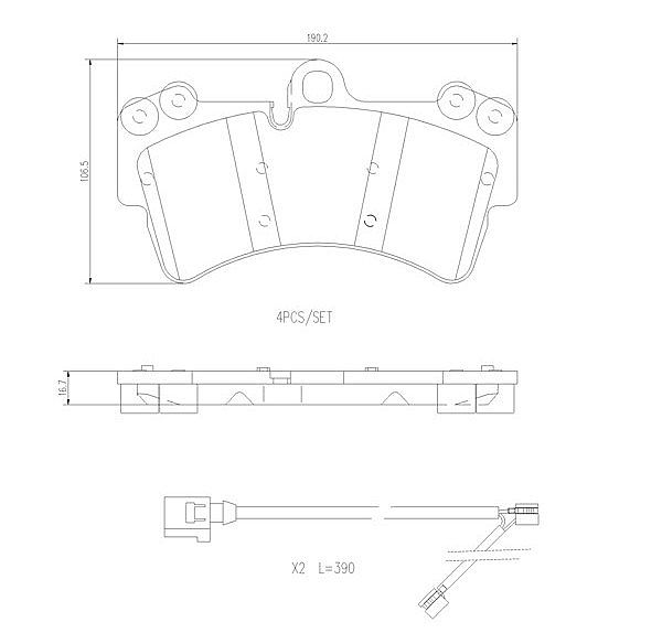 Kampas Rem Depan Brembo NAO Porsche Cayenne / VW Touareg / Audi Q7 - foto 2