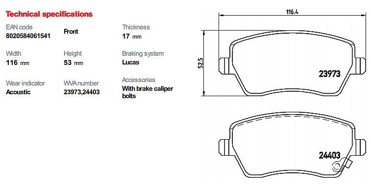 Kampas Rem Depan Brembo Original Suzuki SX4 / New Baleno - foto 2