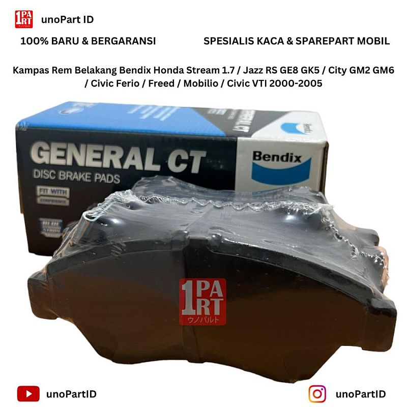 Kampas Rem Depan Honda Jazz RS GE8 GK5 / City GM2 GM6 2008-2020 / Stream 1.7 / Civic Ferio 1996-2000 / Civic VTI 2000-2005 / Freed 2009-2017 / Mobilio Merk Bendix DB1286 GCT by unoPart ID - foto 4