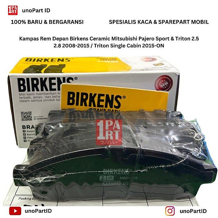 Kampas Rem Depan Mitsubishi Pajero Sport Dakar / Exceed 2008-2015 / Triton 2.5 2.8 2008-2015 / Triton Single Cabin 2015-ON Merk Birkens Part No 4605A284A1= - foto 5