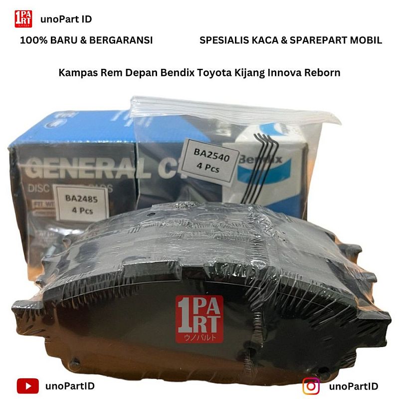 Kampas Rem Depan Toyota Kijang Innova Reborn 2016-ON Merk Bendix GCT General Ceramic Titanium DB2396 GCT Part No 04465-0K430 - foto 9