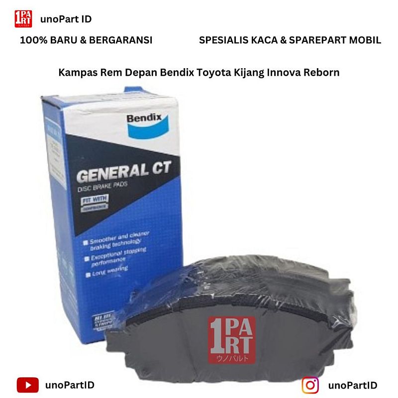 Kampas Rem Depan Toyota Kijang Innova Reborn 2016-ON Merk Bendix GCT General Ceramic Titanium DB2396 GCT Part No 04465-0K430 - foto 6