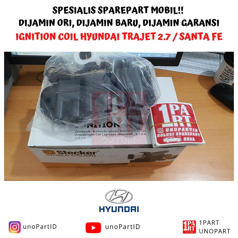 Koil Stecker Hyundai Santa Fe / Trajet 2.7 2000-2006 Ignition Coil SNI KAN OEM 27301-37120 2730137120 - foto 4