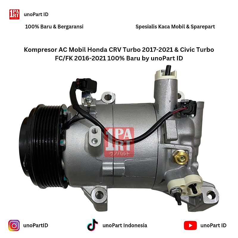 Kompresor AC Mobil Honda Civic FB FK FC Turbo 2012-2021 / CRV Turbo 2017-2021 by Yaruki unoPart ID Bonus Magnet Clutch Pulley - foto 2