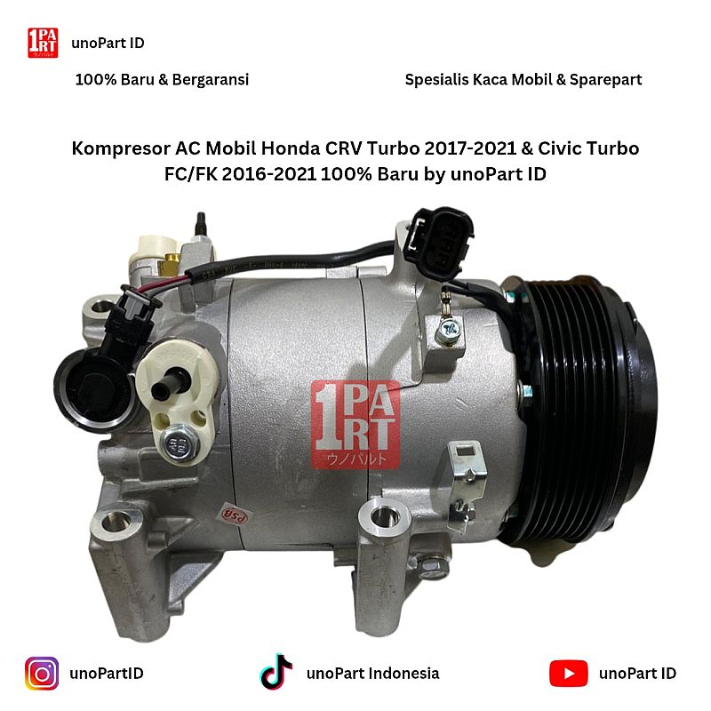 Kompresor AC Mobil Honda Civic FB FK FC Turbo 2012-2021 / CRV Turbo 2017-2021 by Yaruki unoPart ID Bonus Magnet Clutch Pulley - foto 3