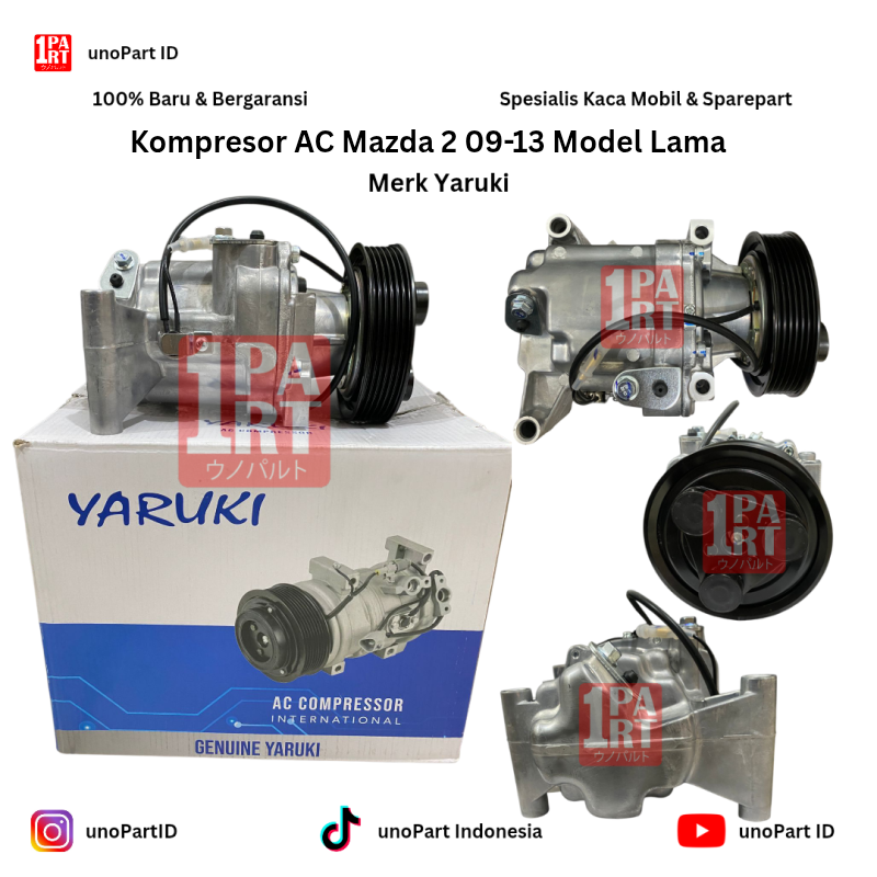 Kompresor Compressor AC Mobil Mazda 2 2008-2013 Model Lama Non Skyactiv Merk Yaruki Bonus Magnet Clutch Pulley - foto 2