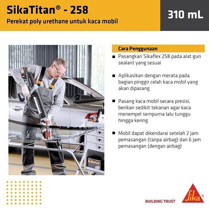 Lem Sealant Kaca Mobil Bus Sikatitan Sika Titan Sikaflex 258 JAPAN - foto 3
