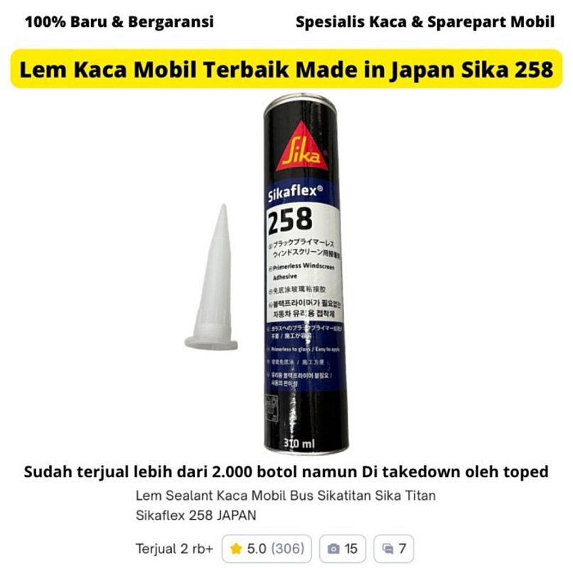 Lem Sealant Kaca Mobil Bus Sikatitan Sika Titan Sikaflex 258 JAPAN - foto 2
