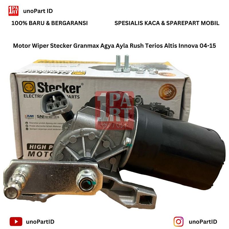 Motor Dinamo Wiper Depan Stecker Toyota Daihatsu Granmax Grandmax Gran Grand Max Luxio / Agya Ayla / Rush Terios Konde Gen1 06-17 / Altis / Innova 04-15 SNI KAN OEM 85110-BZ091 85110BZ091 - foto 4