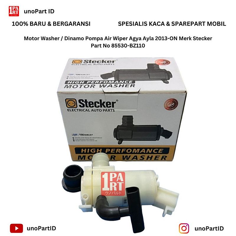 Motor Washer / Dinamo Pompa Air Wiper Agya Ayla 2013-ON Merk Stecker Part No 85530-BZ110 - foto 9